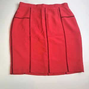 Antonio Melani Coral Pencil Skirt Ladder Lace Panels Lined Size 8 Career